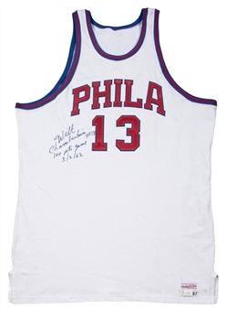 Wilt Chamberlain Signed & Inscribed Philadelphia 76ers Jersey (Arenas LOA & Beckett)